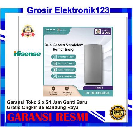 HISENSE KULKAS 1 PINTU RR195D4IGN 195D4IGN 195 150L 80WATT HISENSE