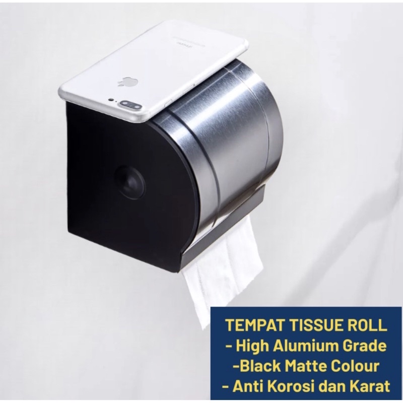 9867 Tempat Tissue Toilet Holder Tisu Gulung Roll WC Kamar Mandi Hitam