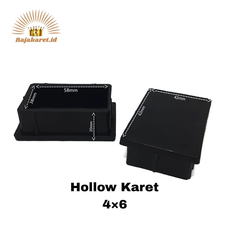 Karet Hollow Holo 4×6 cm / 40x60 mm Kaki Kursi Meja Tutup Besi Hollow