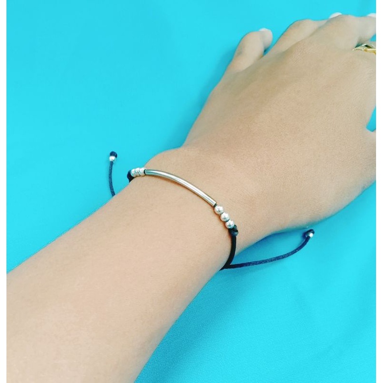 gelang wanita manik bulat manik tabung panjang bahan tali satin adjustable