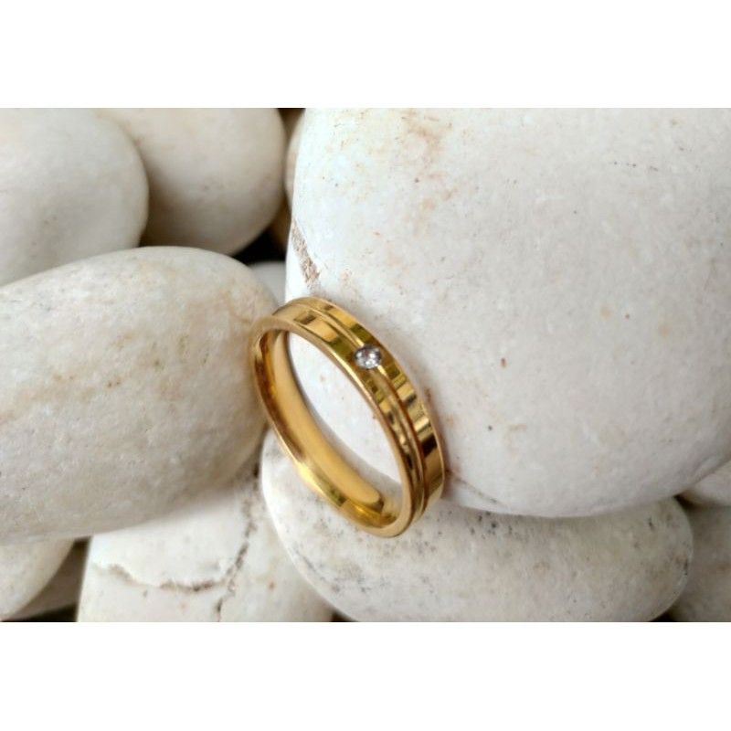 Cincin Titanium Anti Karat Mata Pasir Satu / cincin wanita / Cincin Couple