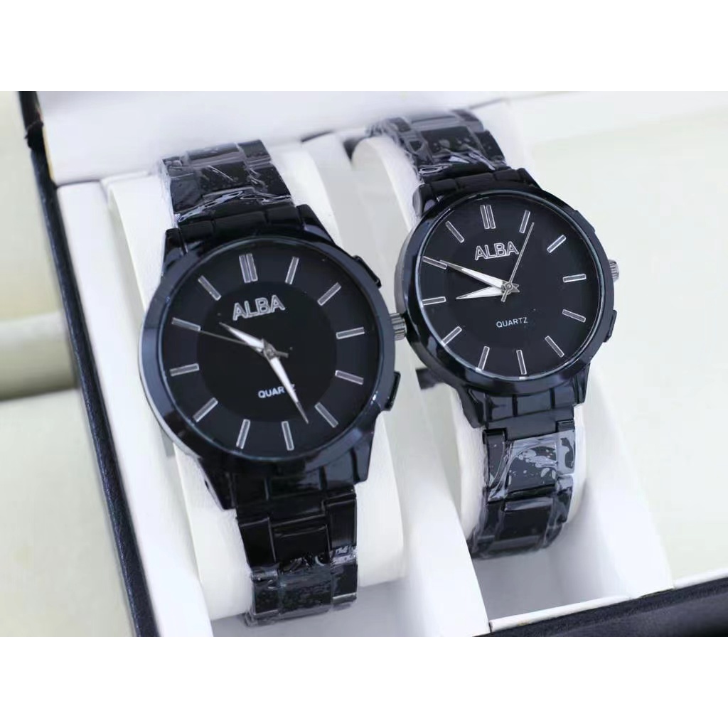 Termurah COD Jam Tangan Couple Wanita Pria Analog Quartz Casual Fashion Strap Rantai Stainless Steel Import