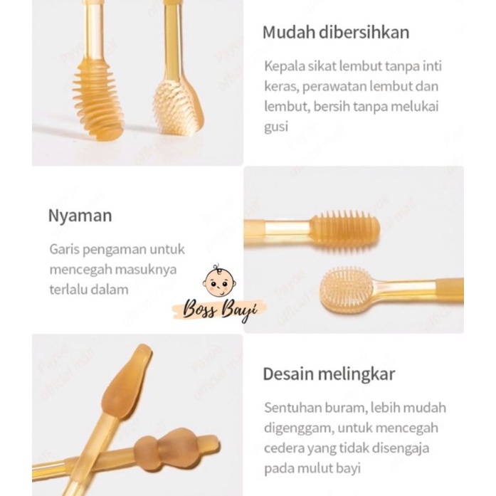 BOSS BAYI - Pembersih Mulut Bayi (Lidah+Gigi) / Oral Cleaner Silikon dengan Cup Penyimpanan