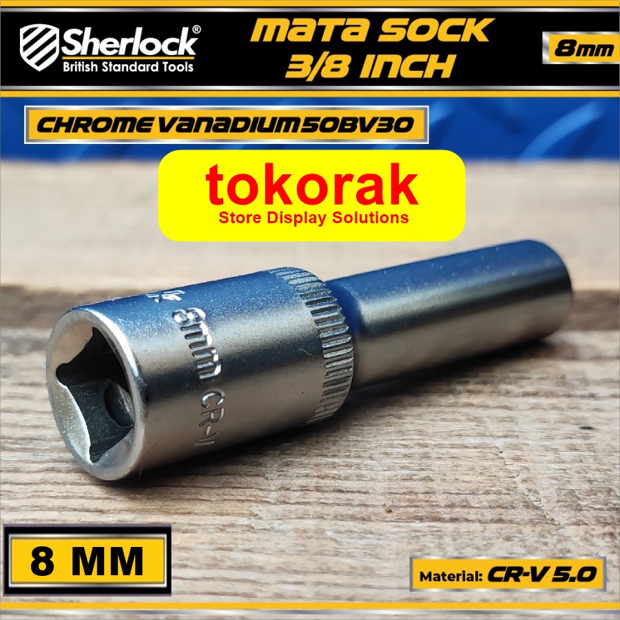 SHERLOCK MATA SOK PANJANG 3/8&quot; DRIVE 6 PT DEEP WALL SHOCK SOCK 8 MM