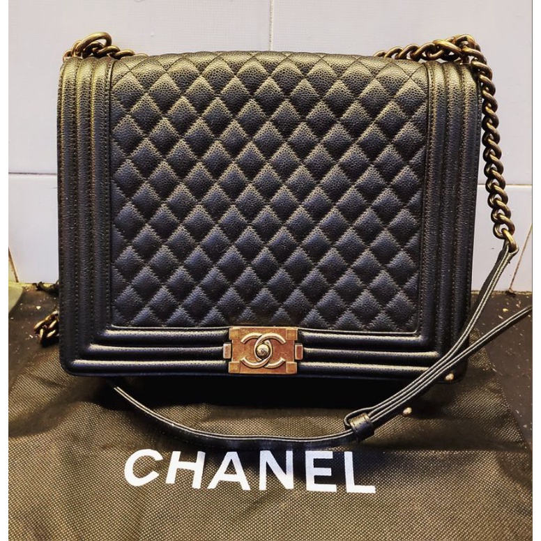 Chanel Boy caviar large kulit preloved original