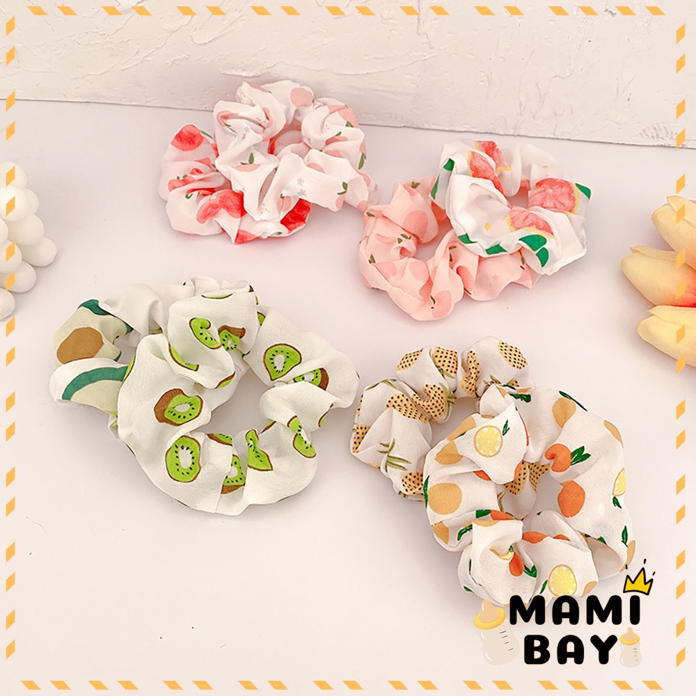 OKEYI Scrunchie Korea Motif Buah Ikat Rambut Wanita Scrunchie