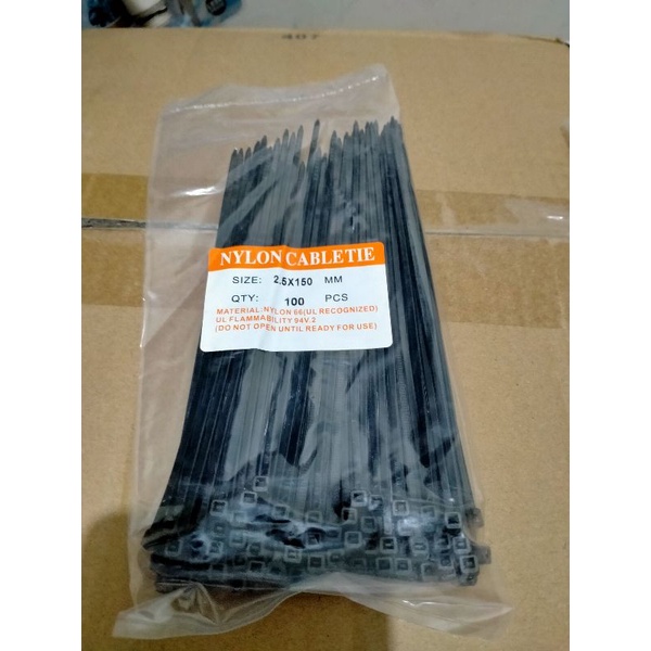 kabel Ties tali Ties pengikat hitam putih 10cm 15cm 20cm 25cm 30cm 40cm per pack isi 100pcs