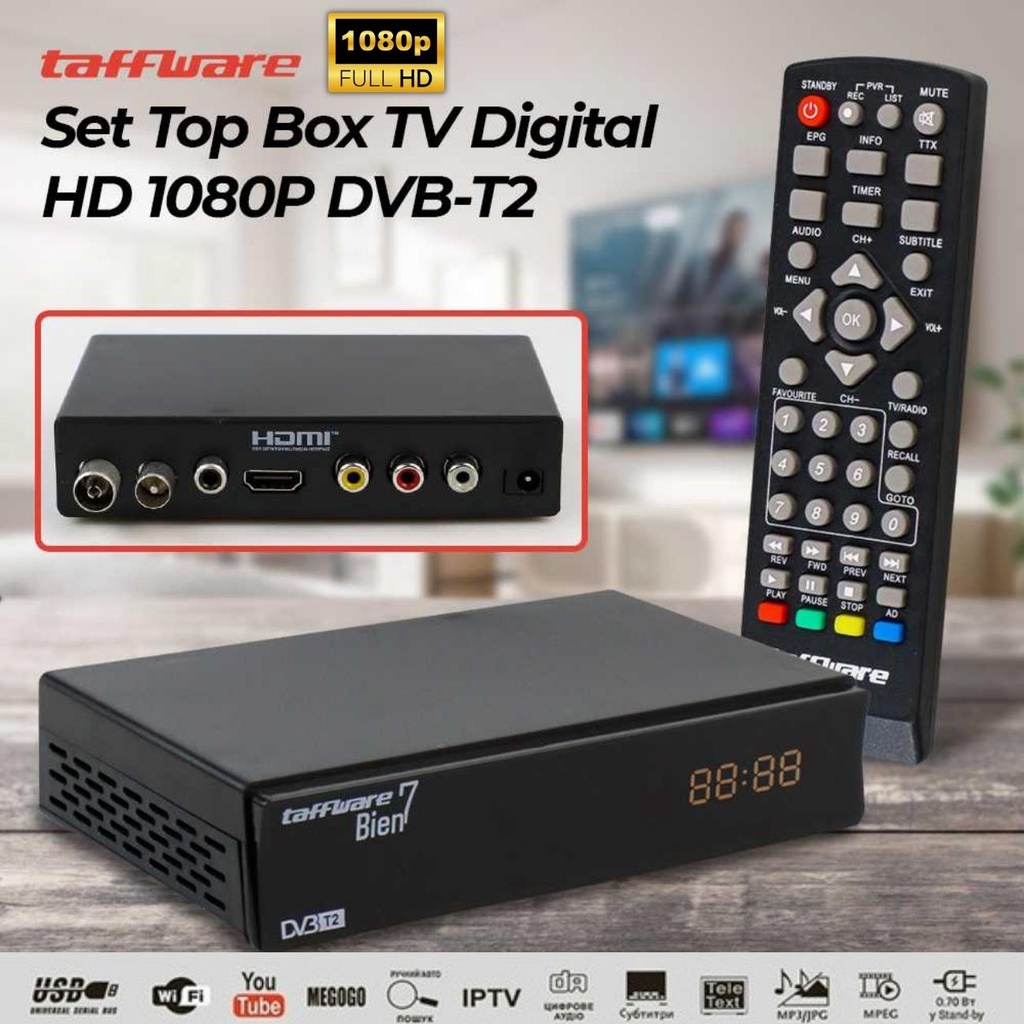 TV Digital Set Top Box STB DVB T2 Paket Set Box Siaran TV Digital Jernih Bersih Kualitas HD 1080P