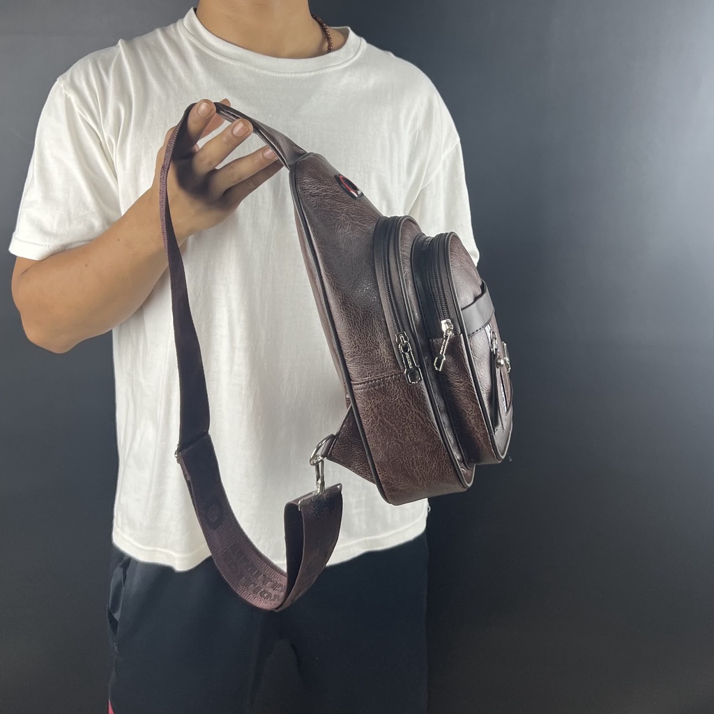 Tas Selempang kulit PU Polo Amstar Slingbag Tas Pundak Pria