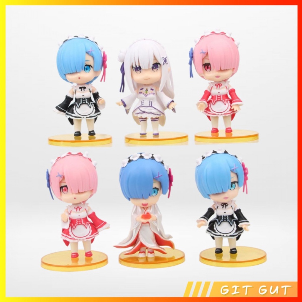 Action Figure Pajangan Mainan 6 pcs Re Zero Kara Hajimeru Rem Ram