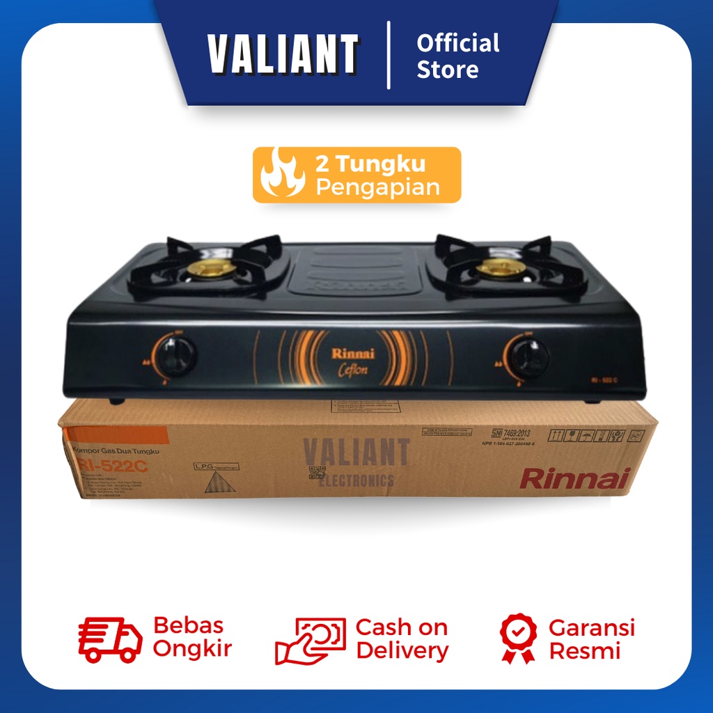 Rinnai Kompor Gas 2 Tungku RI522C / RI 522C / RI 522 C