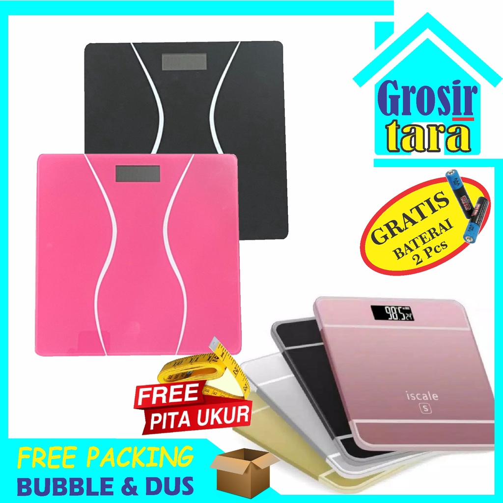 Timbangan Badan Digital 180 KG 26x26 Pengukur Berat Badan Digital Hitam