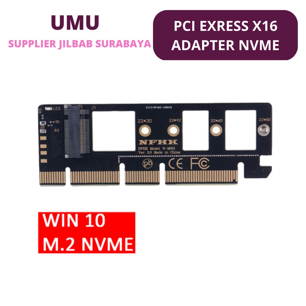 (UMU SUPPLIER) PCI Express x16 M.2 NVMe SSD NGFF M Key M2 PCIE PCI-E Adapter Komputer