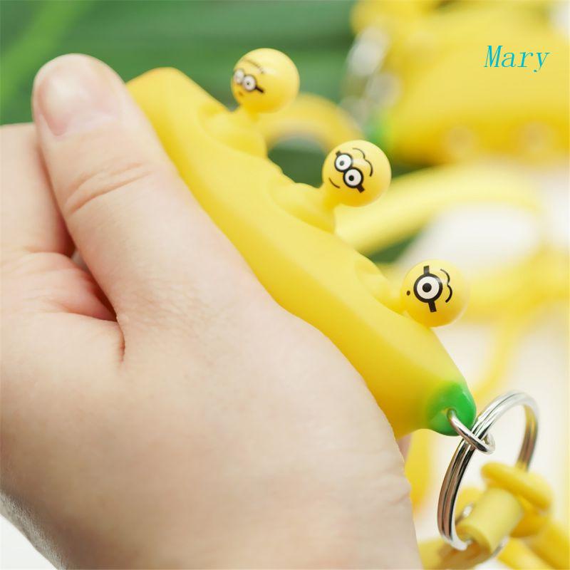 Mary 2.95x1.38x1.38in Menghilangkan Stress Mainan Dekompresi Stretch Banana Keychain Toy