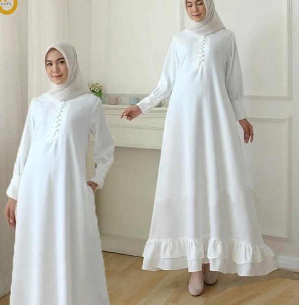 Gamis Putih Polos Dewasa Gamis Syari Gamis Warna Putih Remaja terbaru 2022 Baju Muslim Termurah Gami