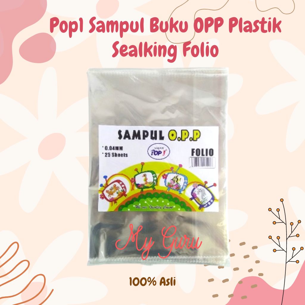 

[PAK] SAMPUL BUKU PLASTIK FOLIO + SEAL SEALKING LEM PEREKAT POP1 (25 LEMBAR)*