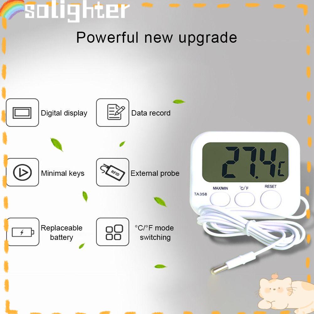 Solighter Termometer Akuarium Mini Digital Display Elektronik Detektor Suhu Air