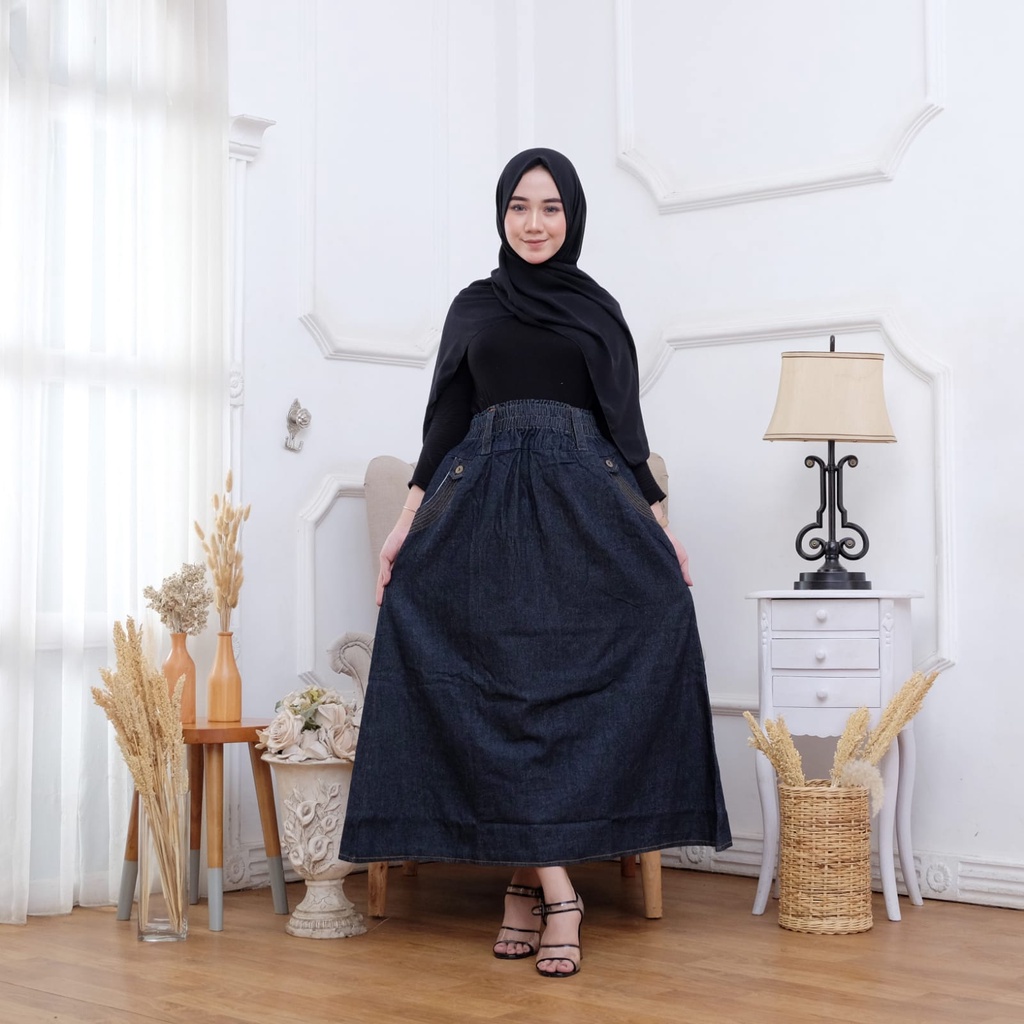 SAMIRA UMBRELLA SKIRT ROK KLOK JEANS MAYUNG LEBAR BR