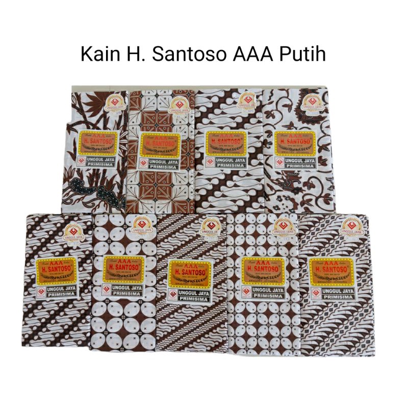 Kain Batik Santoso AAA Sogan Putih Gading mas Kain batik panjang halus