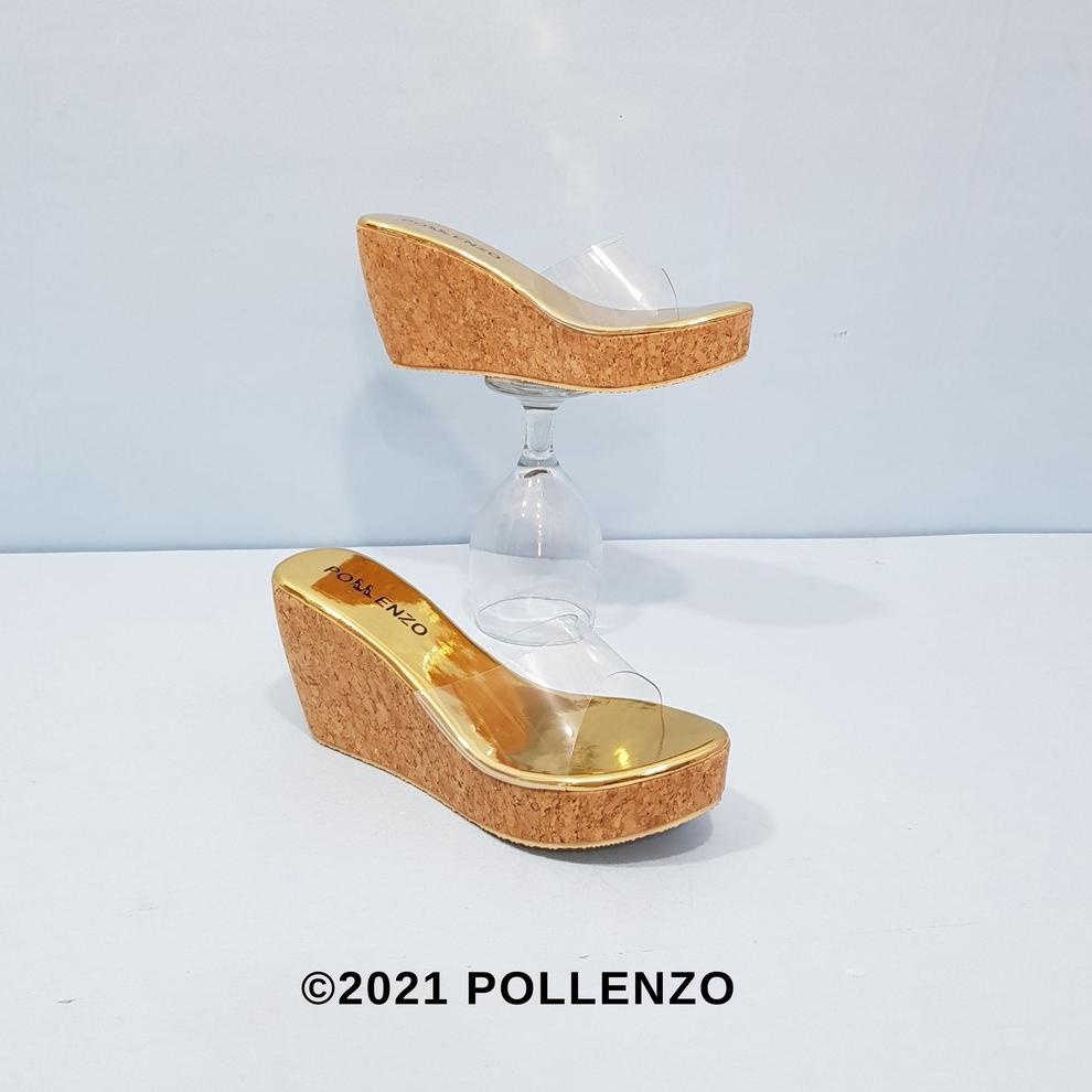 Pollenzo - Crystal Gold Wedges Mika Bening 8Cm Dm-408 ‣ DEU.22Ja23н