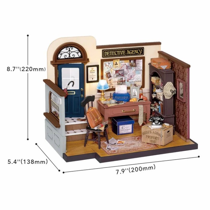 ROLIFE Robotime Mose's Detective Agency DIY Miniature House Kit DG157 Hobby And Toy Collection