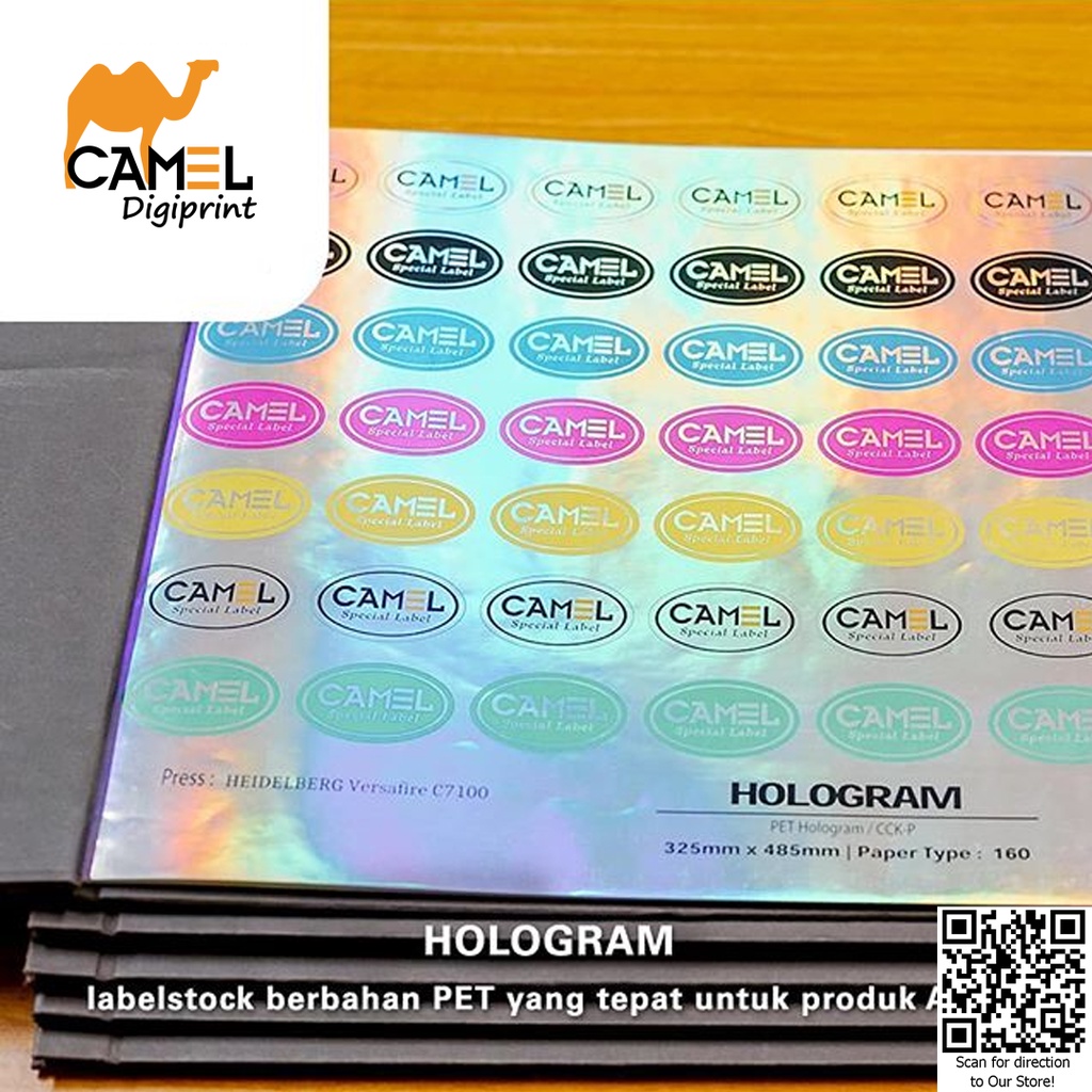 CAMEL DIGIPRINT Sticker Vinyl Hologram Laser A3+ Stiker Rainbow INSTANT/SAMEDAY