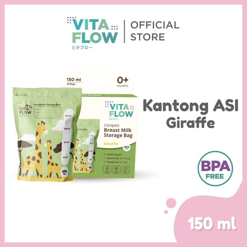 VITAFLOW Kantong ASI 150 ml animal series Double Zipper Anti Bocor Isi 30 pcs