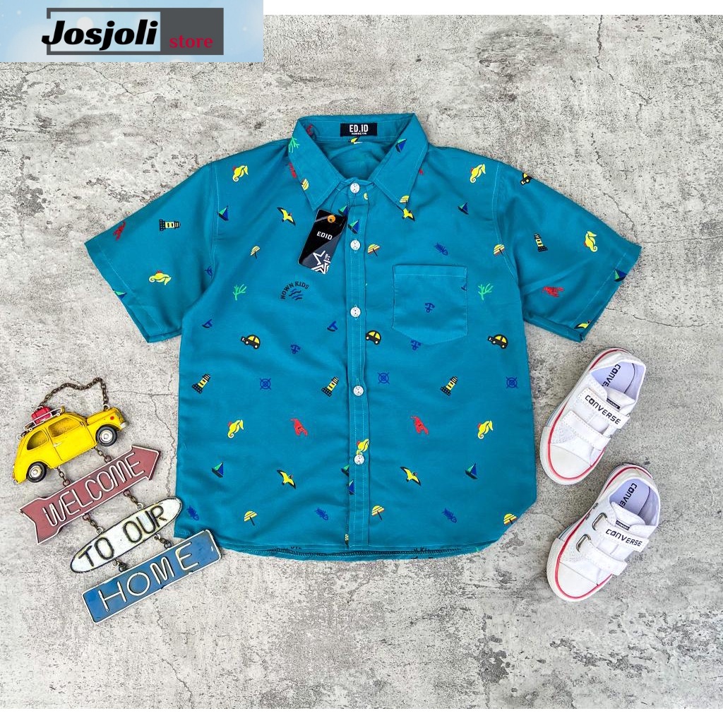 JOSJOLI_STORE/Kemeja Kids Owen/Kemeja Anak Laki-Laki Lengan Pendek/Fashion Anak/Size S, M, L, XL