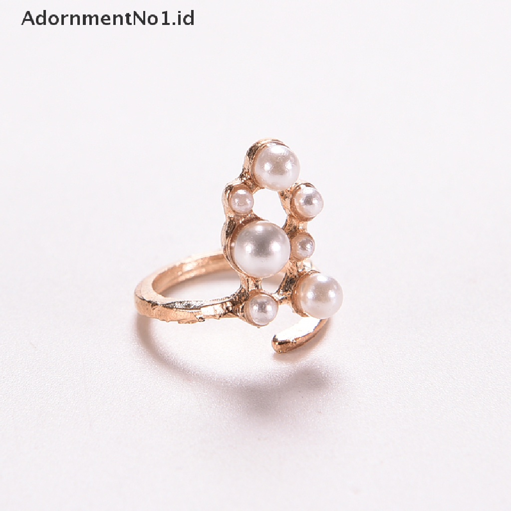 [AdornmentNo1] Cincin Fashion Wanita Cat Pearl Zircon Nail Rings Set 4PCS/Set Chic Knuckle Rings [ID]