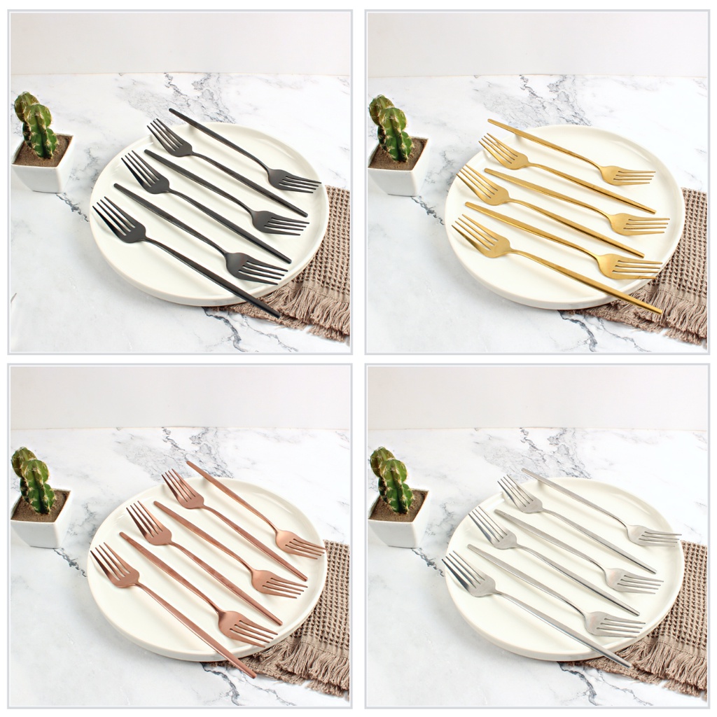 Paket isi 6 Pcs Garpu Makan B Stainless Steel 21cm