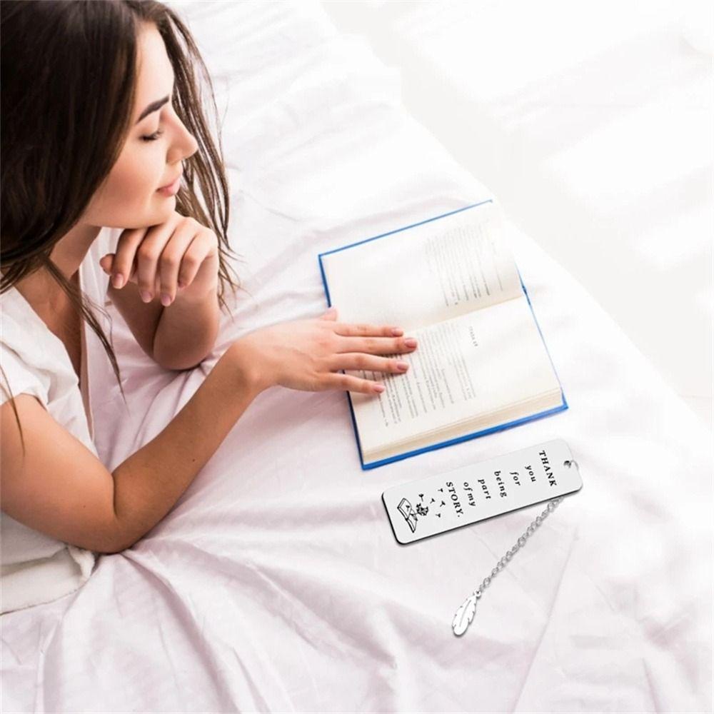 Agustina Bookmark Perlengkapan Sekolah Pencinta Buku Liontin Daun Dengan Rantai Alat Tulis Bookmark Pendant