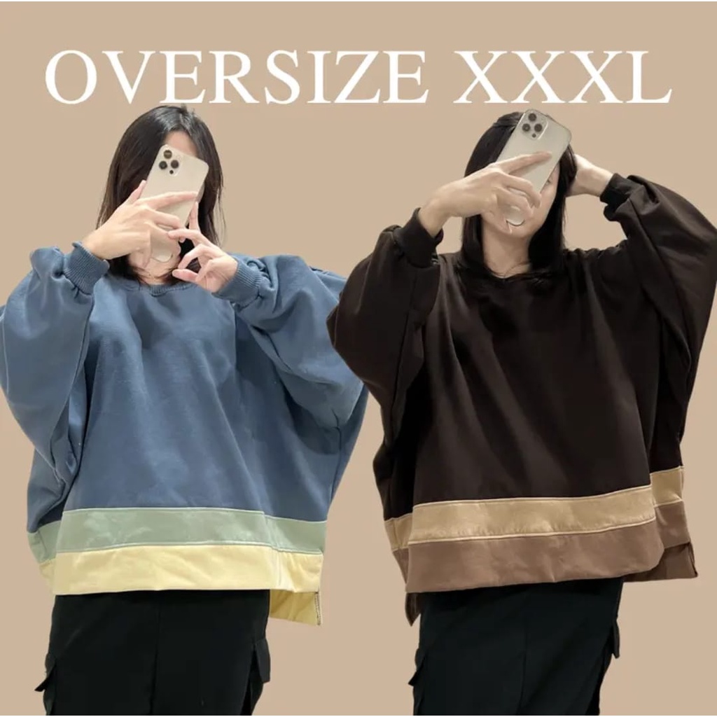 Sweater XXXL Three Colour Combine Oversize | Sweater Bigsize Jumbo Korean Style Kekinian