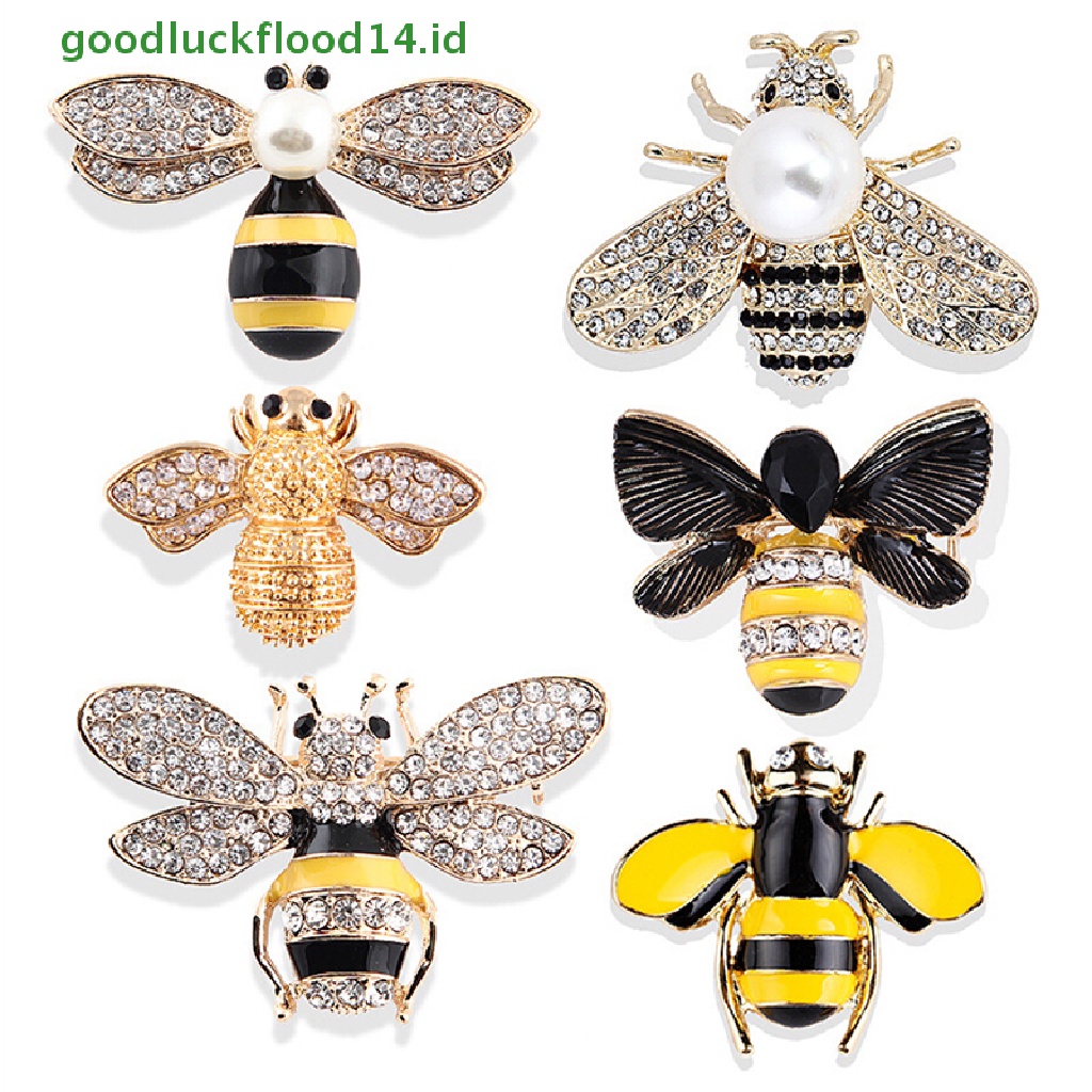 [GOOGFOUR] Mode Enamel Kristal Lebah Bumblebee Serangga Bros Pin Korsase Perhiasan Elegan [TOP]