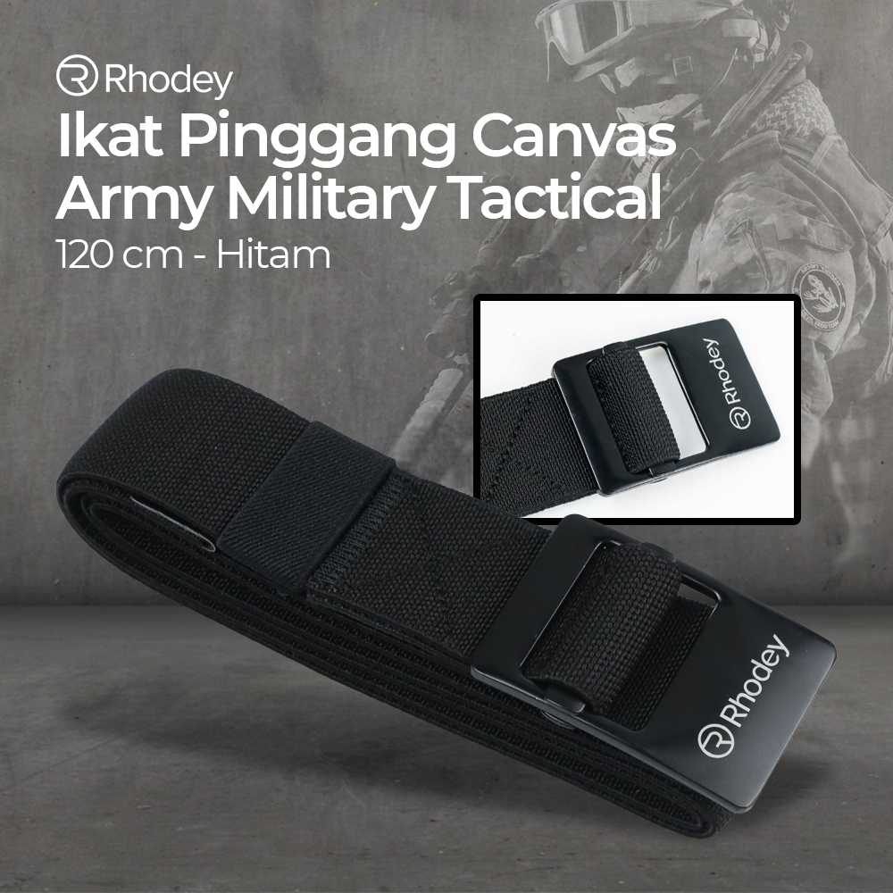 Rhodey Tali Ikat Pinggang Pria Canvas Army Military Tactical 120 cm - 9816