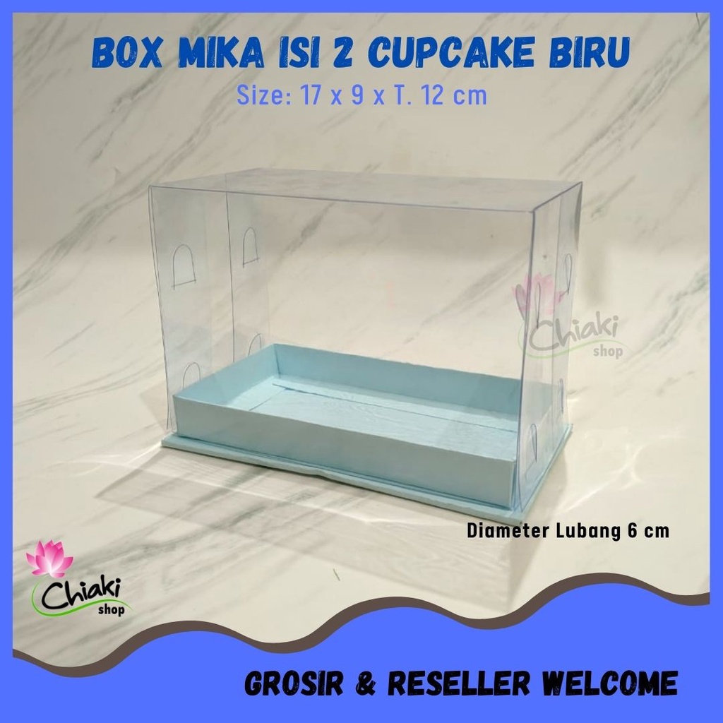 

Box Mika Cupcake isi 2 Biru Uk 17 x 9 x 12 cm Muffin Donat Pudding Karton Emas Kue Kardus Cake
