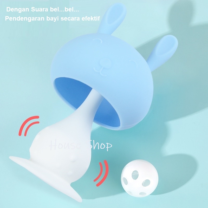 HS-0215 Mainan Gigitan Bayi Silicone Model Rabbit Bell - Baby Fruit Teether Bell - Gigitan Bayi BPA FREE