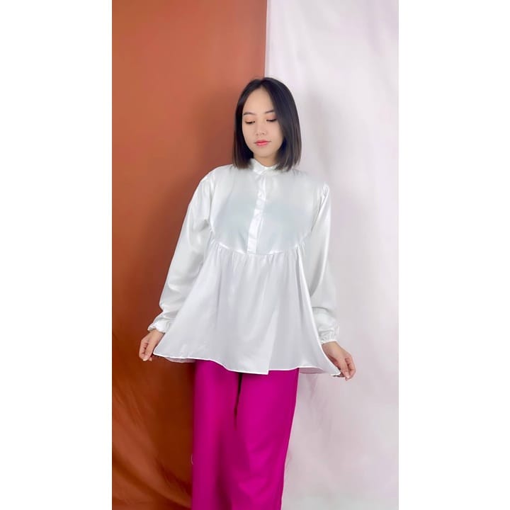 Zilva Blouse - Blouse Wanita Kancing Depan Kerah Shanghai