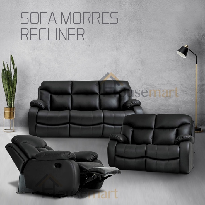 Sofa Morres Recliner Black Dudukan 321 Sofa Tamu Sofa Ruang Tunggu
