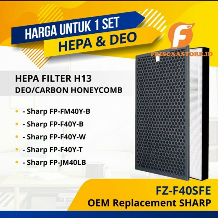 Purifier Oem Hepa Filter Sharp Fz-F40Sfe / Hepa + Active Carbon