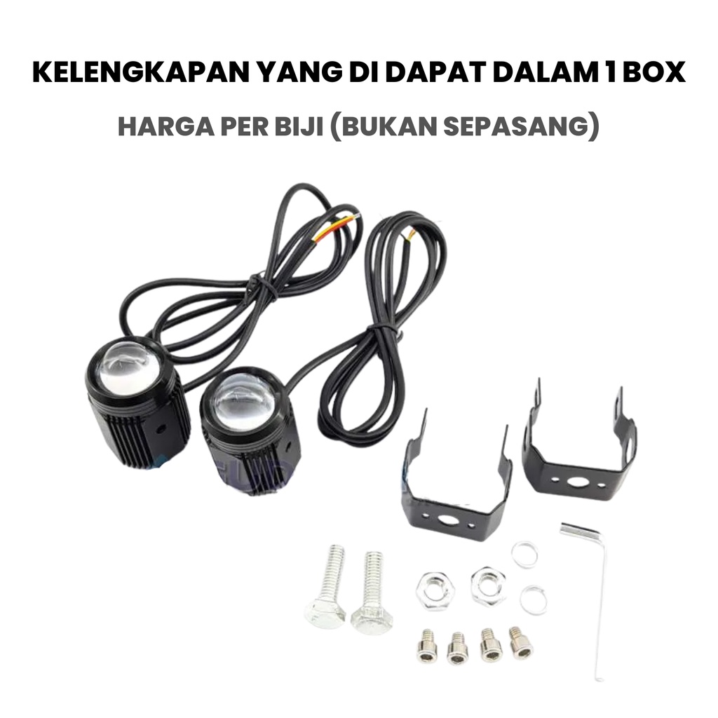 Lampu Tembak Sorot Laser LED D2 , Mini Projie 1 mata / Mini Projector 2 warna (Putih Kuning) Mobil Motor - 20 WATT DC 12volt