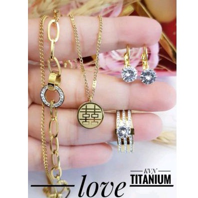 Titanium Set Perhiasan Wanita Gold Terbaru Lapis Emas 1201ac