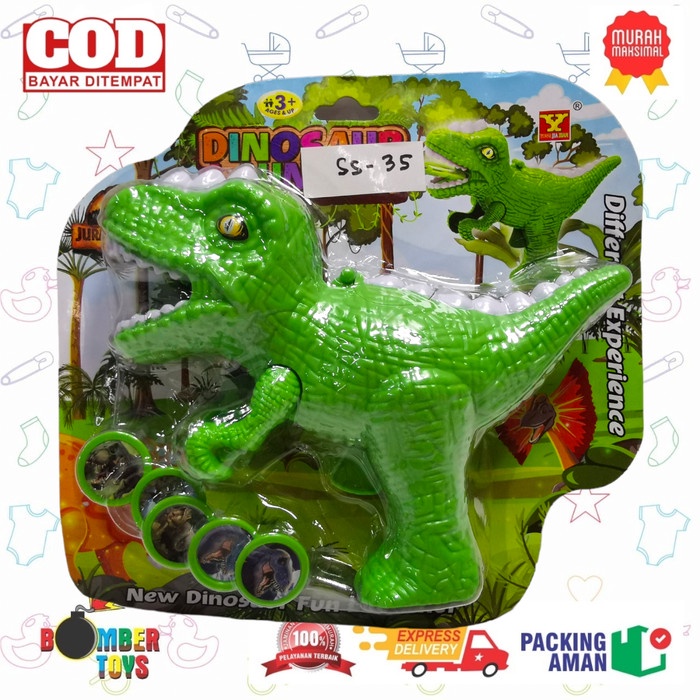 MAINAN ANAK PISTOL LAUNCHER TYRANNOSAURUS DINO LUCU MURAH UNIK KADO