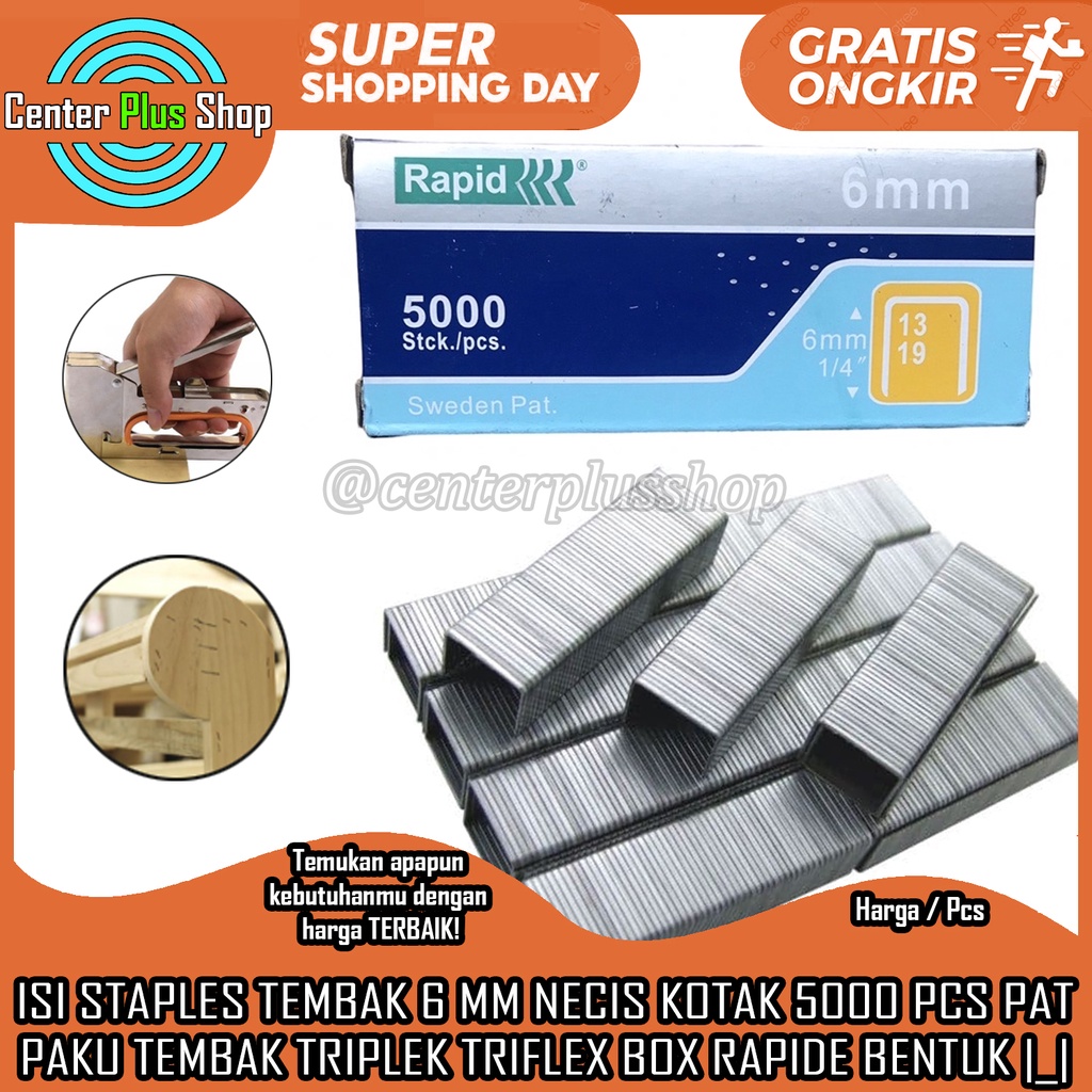 

ISI NECIS RAPID SWEDEN PAT STAFLES REFILL UKURAN 6 MM DIGUNAKAN UNTUK ISI STAPLES 13/6 PAKU MASANG JOK MOTOR SOVA KURSI TEMBAK MANUAL SANGAT TAJAM BISA MENEMBUS KAYU DAN PLASTIK PELASTIK FIBER STAINLES STEEL STENLES STAINLIS STENLIS STAYNLES STAYNLIS