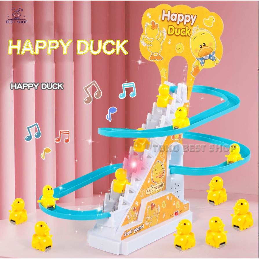 [TULALA SHOP]MAINAN BEBEK MAINAN BAYI/SELUNCURAN BEBEK TANGGA / MAINAN MUSIK TANGGA/ TANGGA REL SELUNCUR MAINAN ANAK BEBEK / MAINAN TRACK TANGGA BEBEK HAPPY DUCK BEBEK KUNING