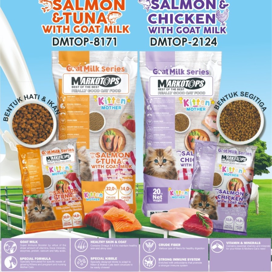 MARKOTOPS KITTEN AND MOTHER 1KG MARKOTOPS KITTEN CAT FOOD - salmon tuna