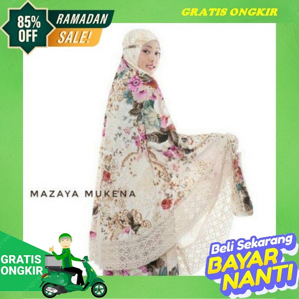 Mukena Travel Printing Miraya Floe Sky Mukena Katun Jepang Renda Floren Pink / Coklat