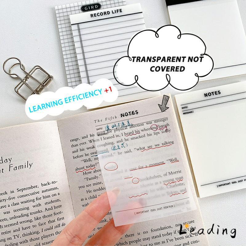 

50pcs Sticky Notes Transparan PET Bahan Anti Air Stiker Kertas Note Alat Tulis-Le