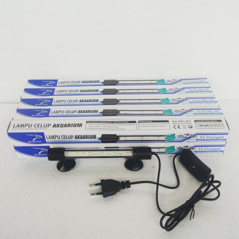 lampu celup 3mode  aquarium led 2 baris ROSSTON T4 20 DBL led double untuk tank akyarium 20cm 20cm 3 mode 3x ganti warna putih biru merah rgb ( DBL )