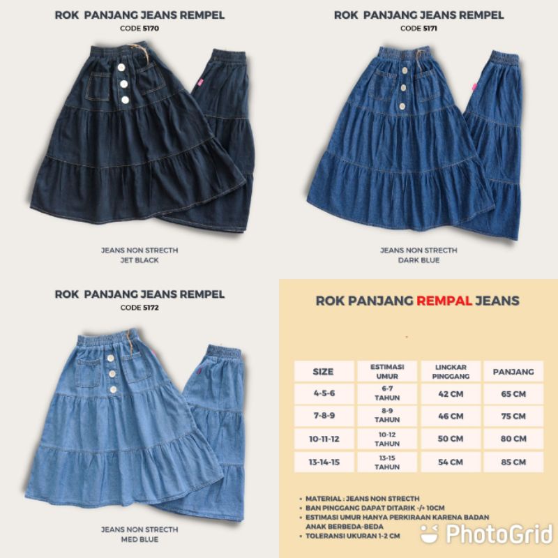 ROK JEANS REMPEL ROK JEANS PANJANG PINGGANG FULL KARET ROK SEMI JEANS