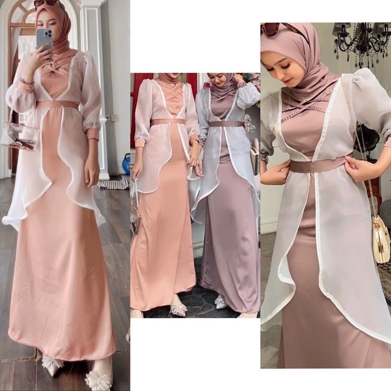 READY STOKDRESS CAMILE ORGANZA/GAMIS KONDANGAN/DRESS ORGANZA//GAMIS MURAH/SATIN BVELVET DRES/JILBAB/